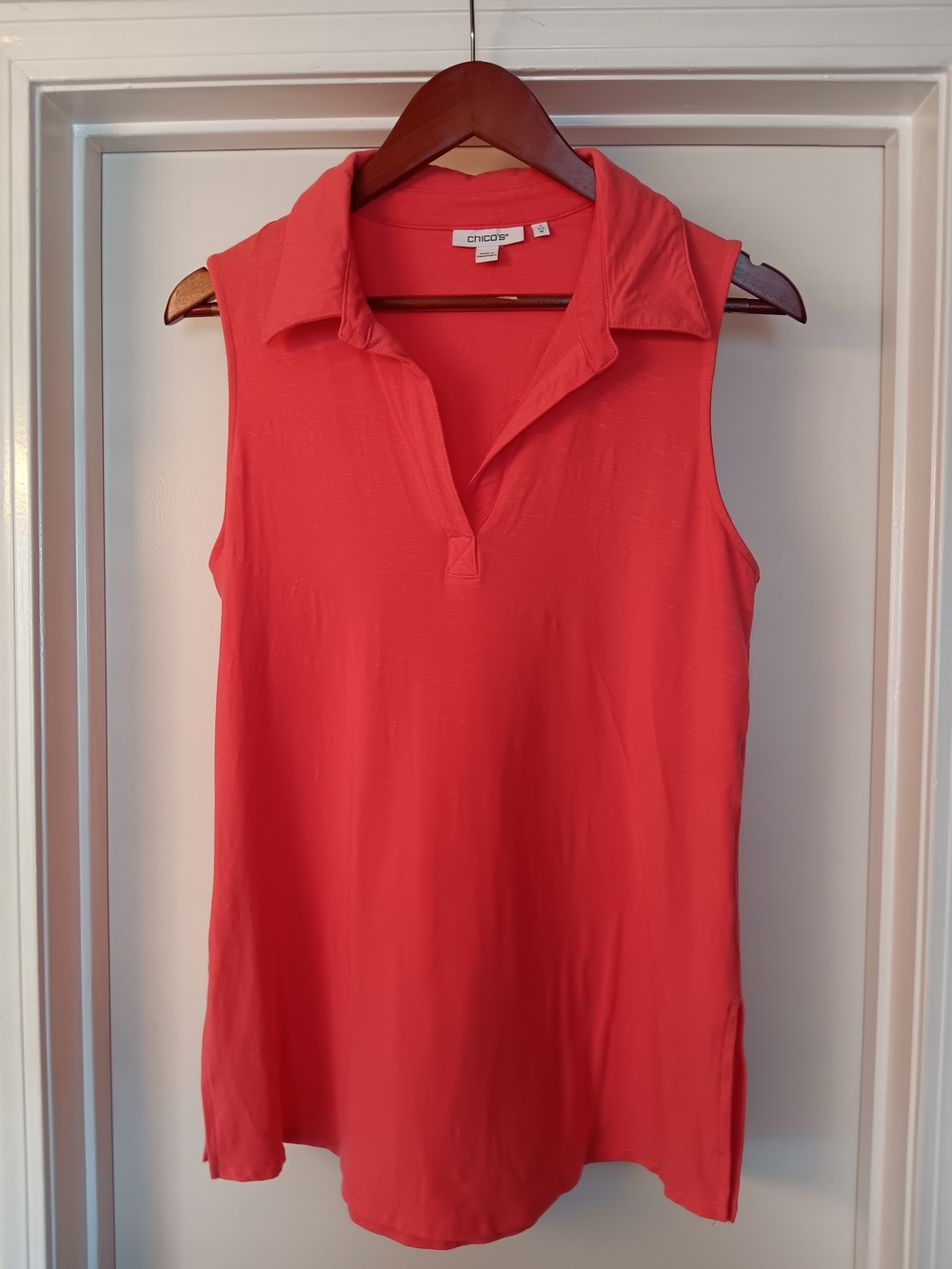 Chico's Coral-Red Sleeveless Polo Tank